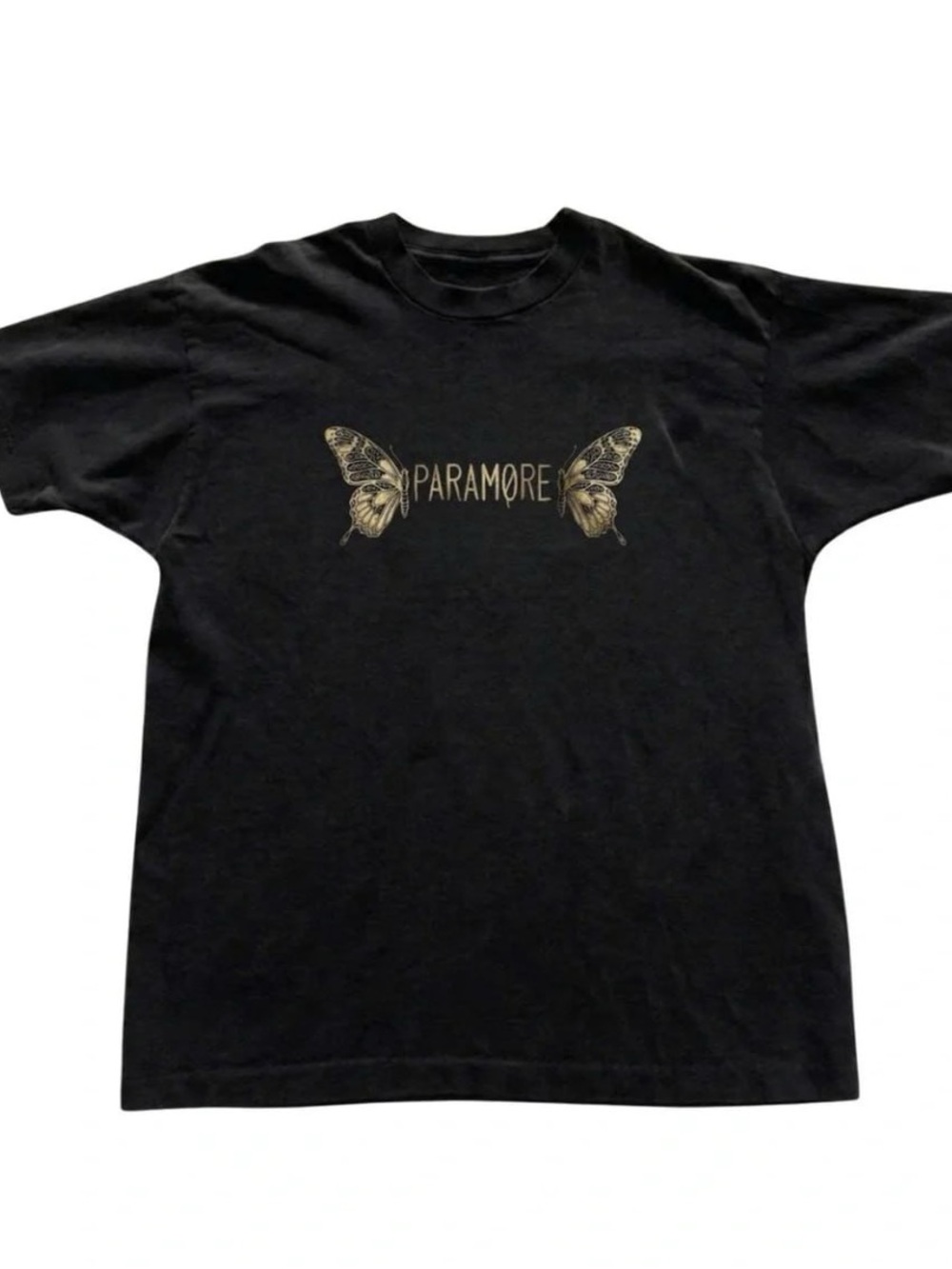 Black Paramore Tee with Gold Butterfly Accents
